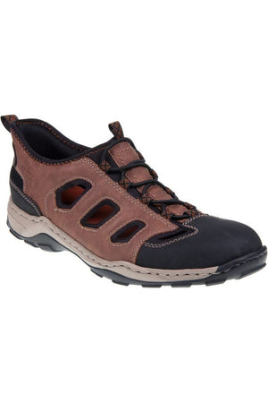 Rieker mens 08078-24 covered toe sandal in Tan