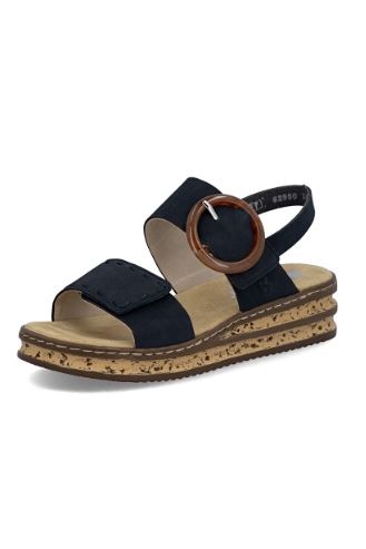 Rieker Women's Wedge Sandal - Blue  62950-14