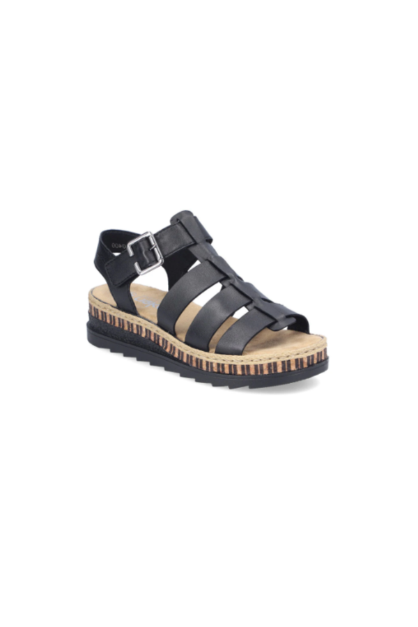 Rieker Ladies Sandals V7904-00 in Black