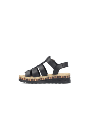 Rieker Ladies Sandals V7904-00 in Black