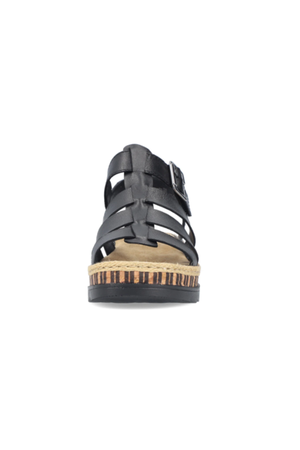 Rieker Ladies Sandals V7904-00 in Black