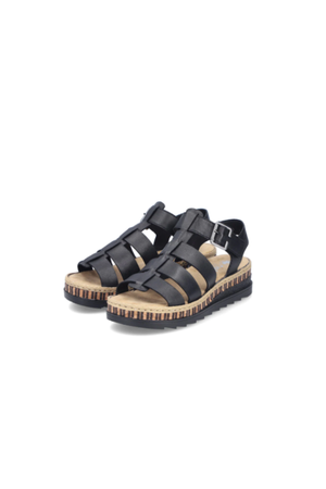 Rieker Ladies Sandals V7904-00 in Black