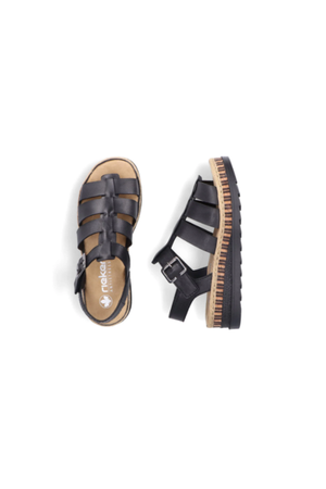 Rieker Ladies Sandals V7904-00 in Black