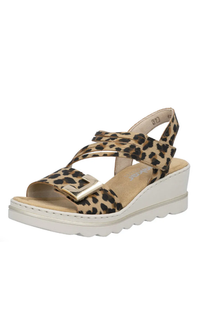 Rieker Womens Sandals 67410 90 beige leopard