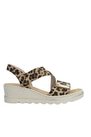 Rieker Womens Sandals 67410 90 beige leopard