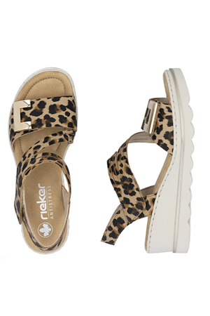 Rieker Womens Sandals 67410 90 beige leopard