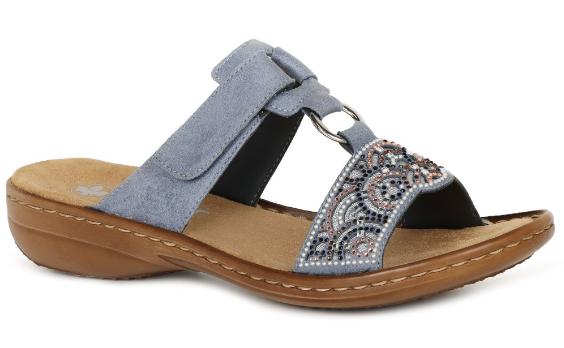 Rieker Women's Mule Sandal Blue  608K2-12