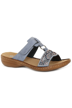 Rieker Women's Mule Sandal Blue  608K2-12