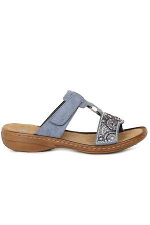 Rieker Women's Mule Sandal Blue  608K2-12