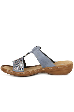 Rieker Women's Mule Sandal Blue  608K2-12