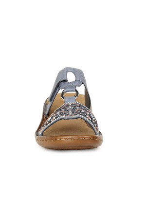 Rieker Women's Mule Sandal Blue  608K2-12