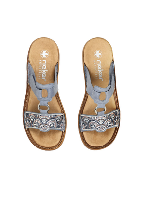 Rieker Women's Mule Sandal Blue  608K2-12