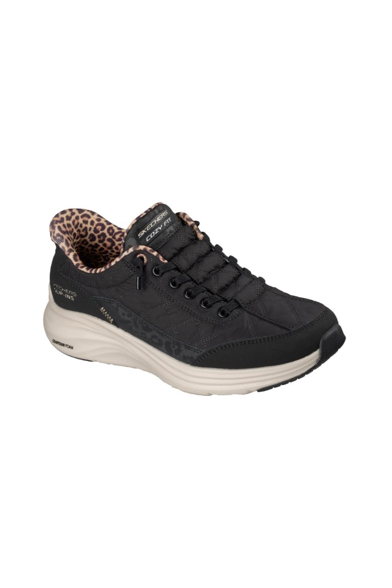 Skechers Slip-ins: Contour Foam - Cozy Fit Leopard Dream 150419 in Black