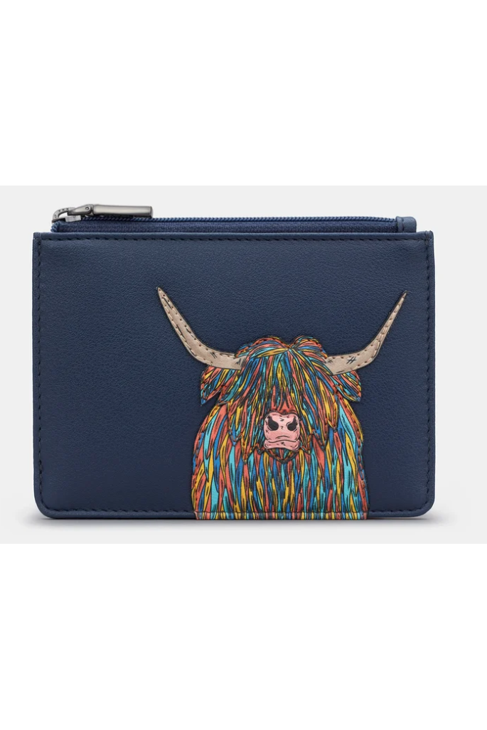 New Disguise HIghland Cow Zip Top Purse in Navy Y1321