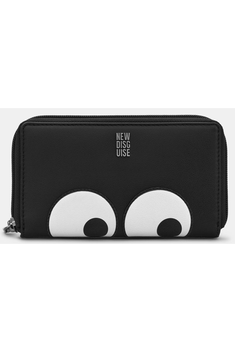 New Disguise Peekaboo Eyes Zip Round Purse in black Y1258