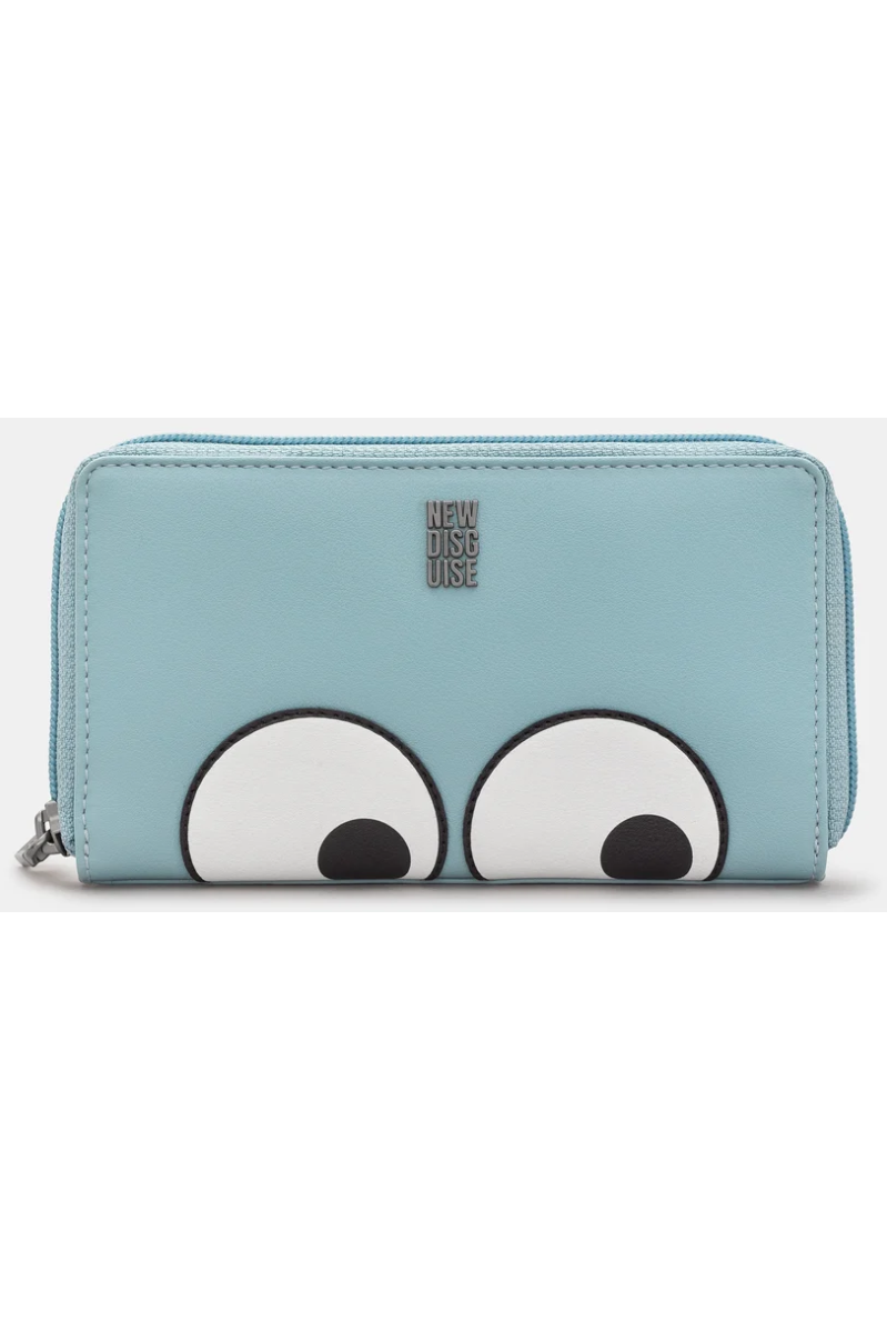 New Disguise Peekaboo Eyes Zip Round Purse in blue Y1258
