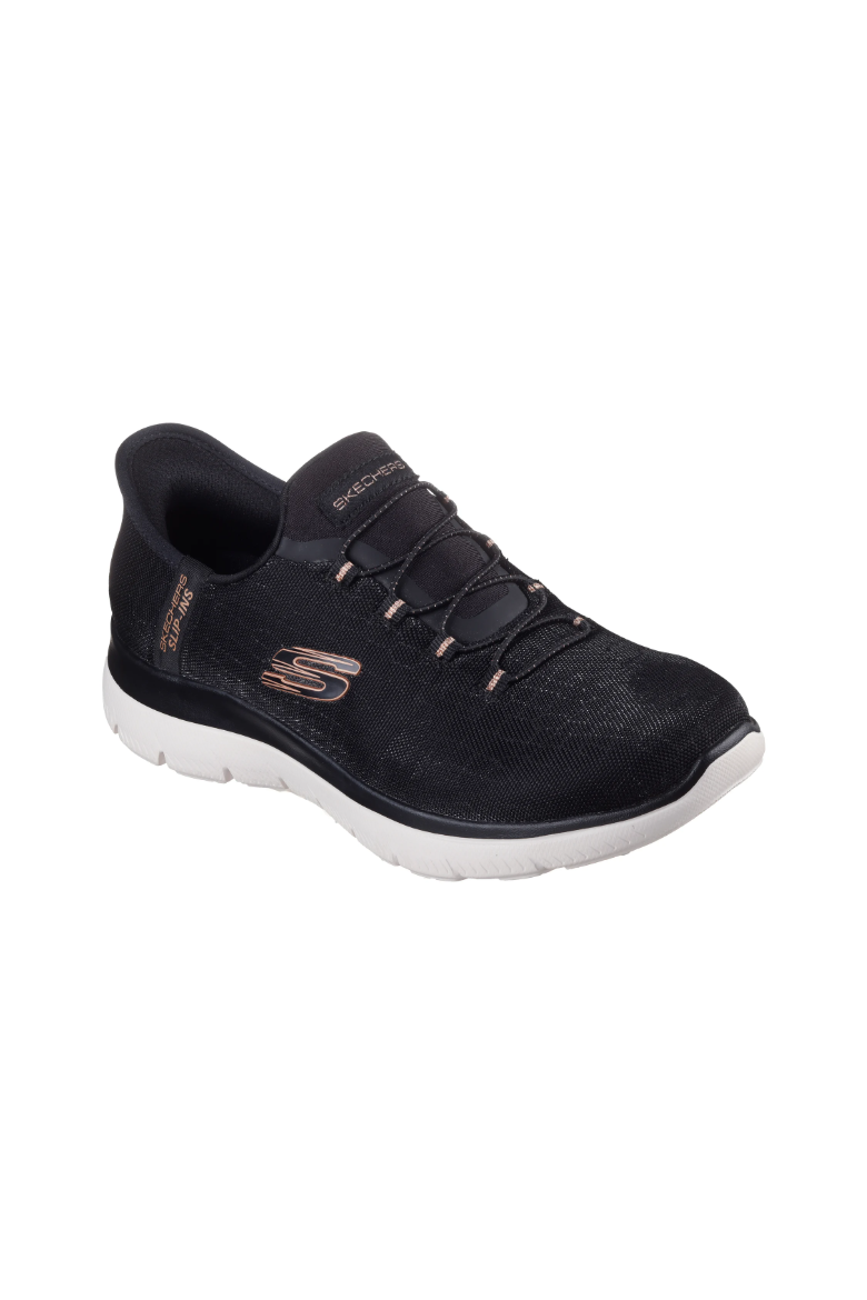 Skechers Slip-ins: Summits - Classy Night 150128W in Black/Rose gold WIDE FIT
