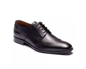 Base London Sloane Waxy Brogue Shoes in Black