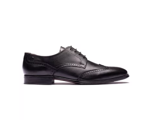 Base London Sloane Waxy Brogue Shoes in Black