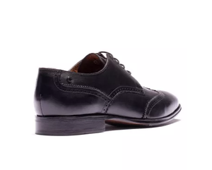 Base London Sloane Waxy Brogue Shoes in Black