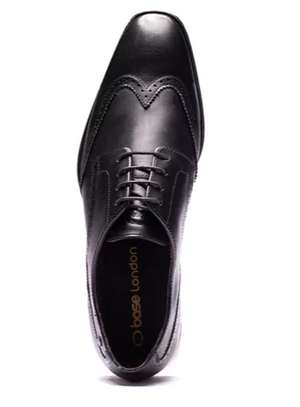 Base London Sloane Waxy Brogue Shoes in Black