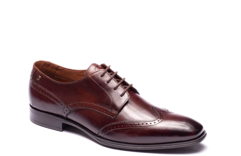 Base London Sloane Waxy Brogue Shoes in Brown
