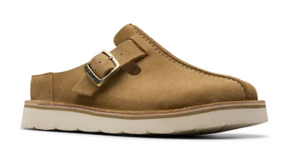 Clarks Solsbury Mule in Dark Sand suede