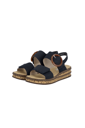 Rieker Women's Wedge Sandal - Blue  62950-14