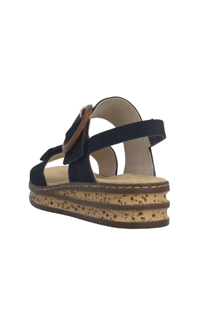 Rieker Women's Wedge Sandal - Blue  62950-14