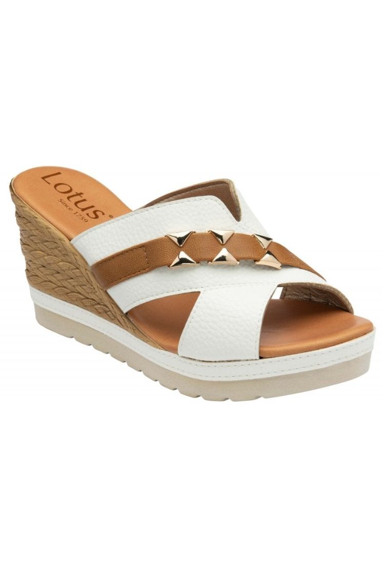 Lotus Barrcuda wedge sandal in white