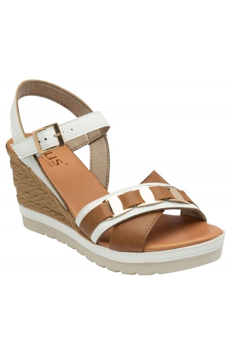 Lotus Tassere wedge sandal in white