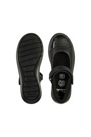 Clarks Etch Beam Kids Black Leather school shoe
