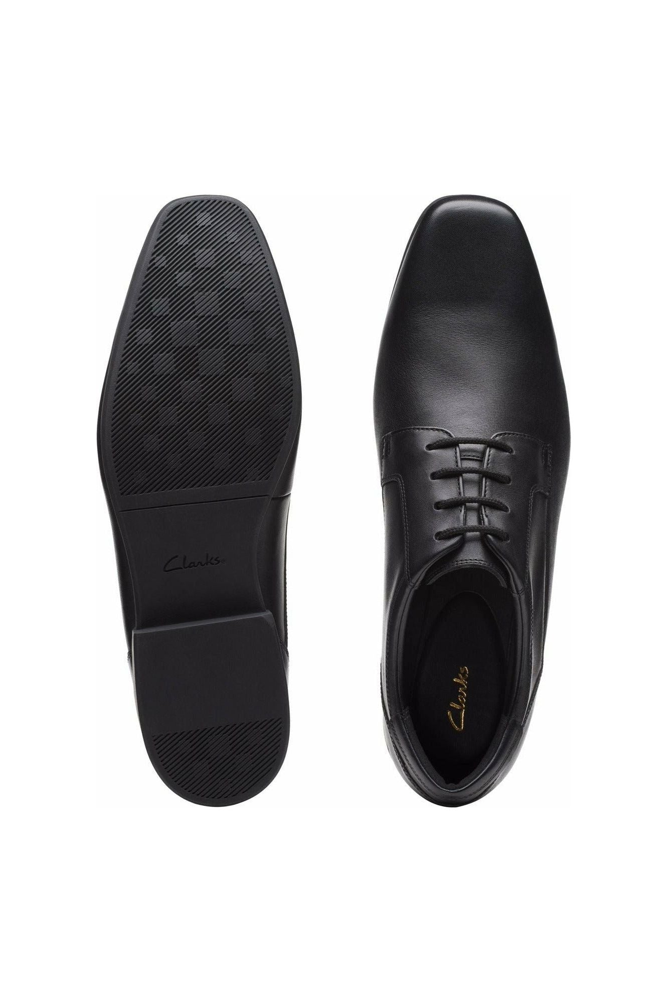 Clarks Sidton Lace in Black Leather - JM Shoes Ltd